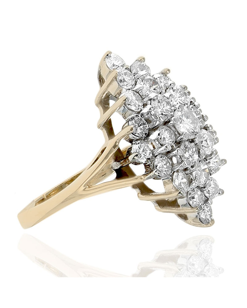 Diamond Elongated Cluster Ring