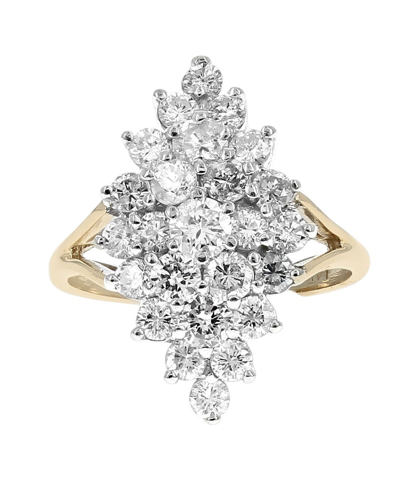 Diamond Elongated Cluster Ring