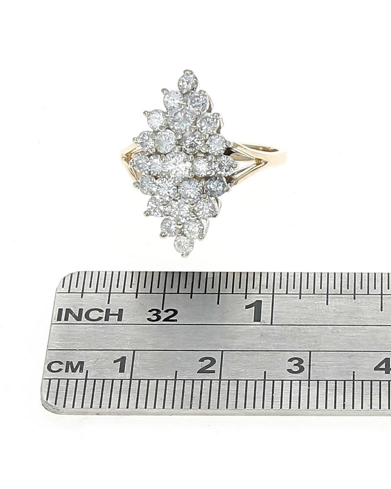 Diamond Elongated Cluster Ring