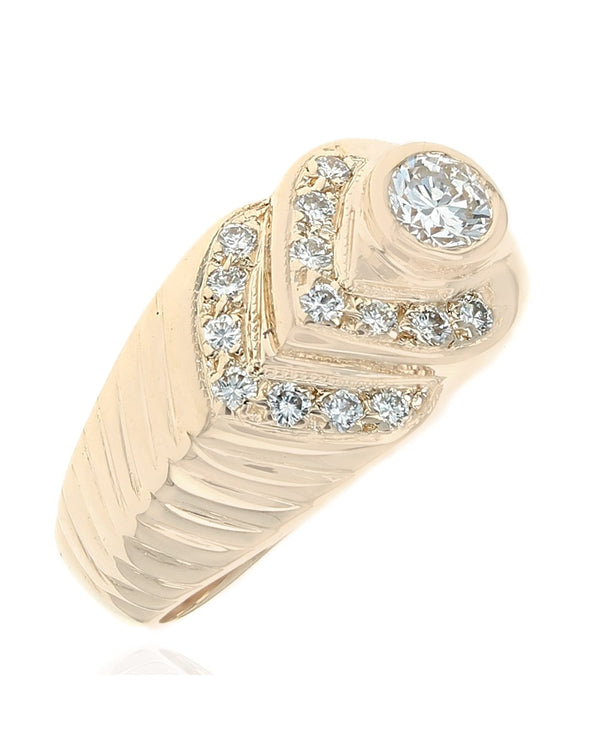 Gentlemans Diamond Step Side Ring