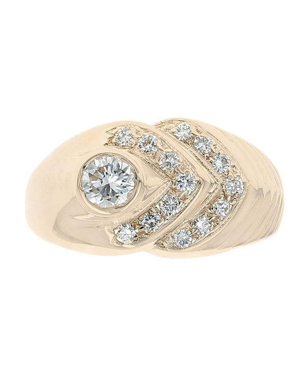 Gentlemans Diamond Step Side Ring