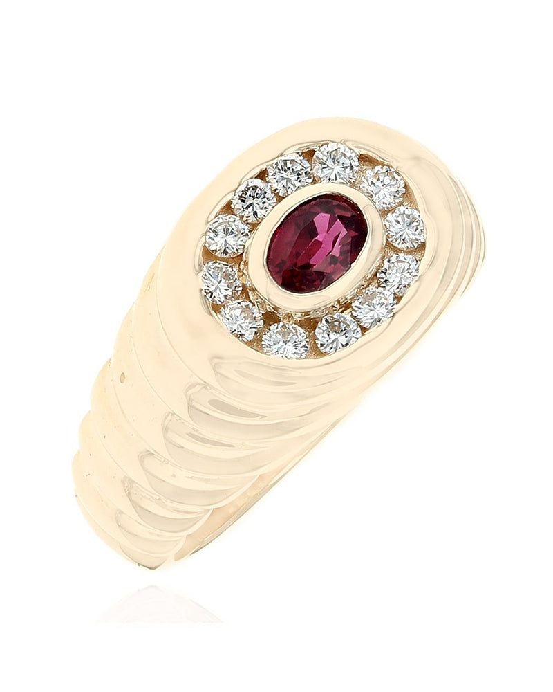 Gentlemans Ruby and Diamond Step Side Ring