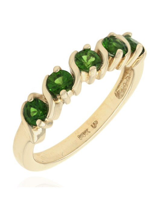 Tsavorite S Motif Ring in Yellow Gold