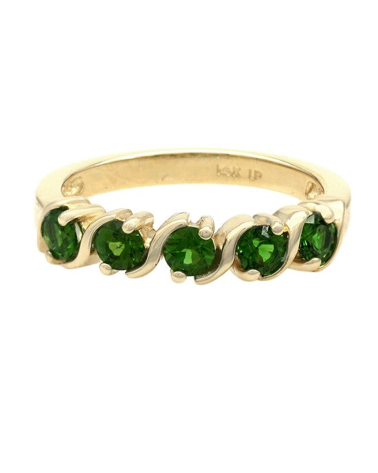 Tsavorite S Motif Ring in Yellow Gold