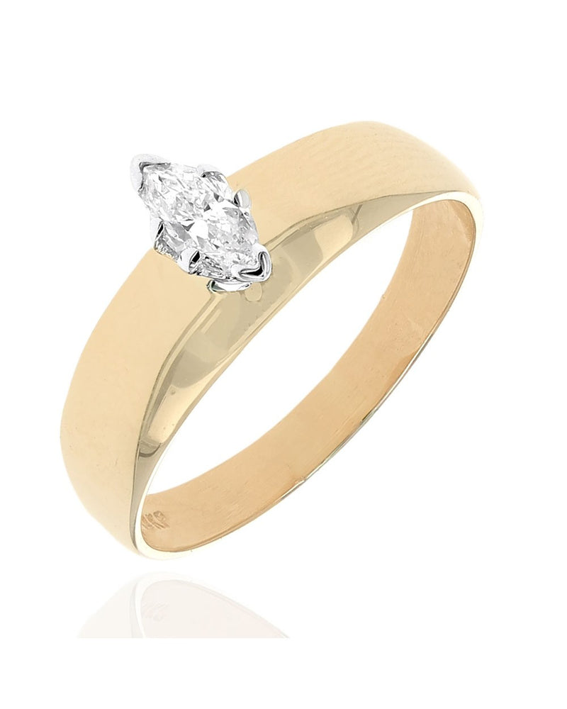 Diamond Solitaire Engagement Ring in White and Yellow Gold