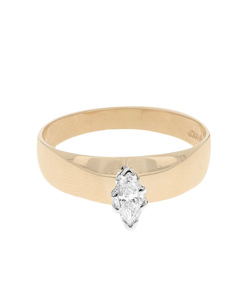 Diamond Solitaire Engagement Ring in White and Yellow Gold