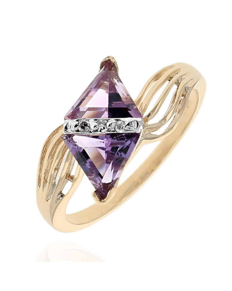 Trillion Amethyst and Diamond Ring