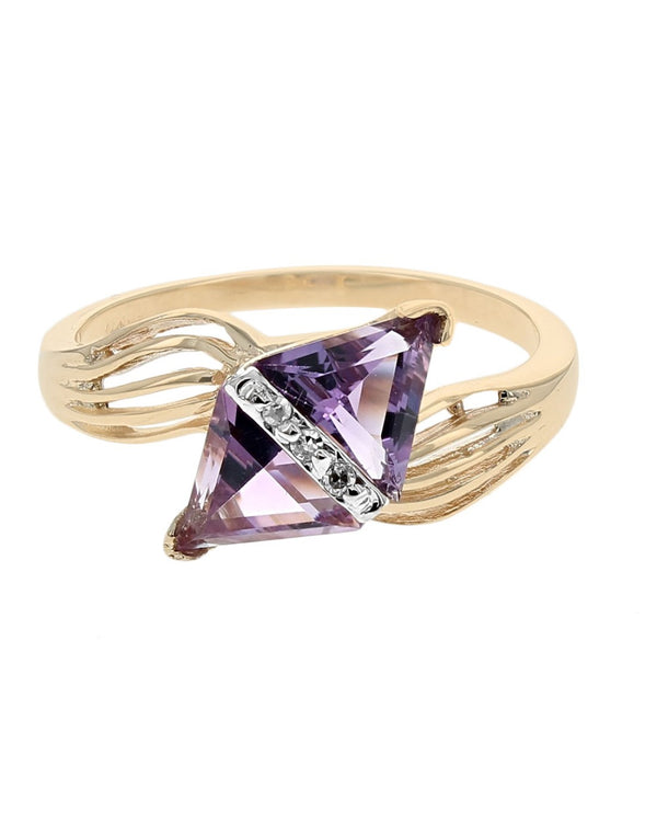 Trillion Amethyst and Diamond Ring