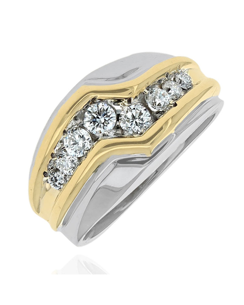 2 Tone Diamond Zig Zag Ring