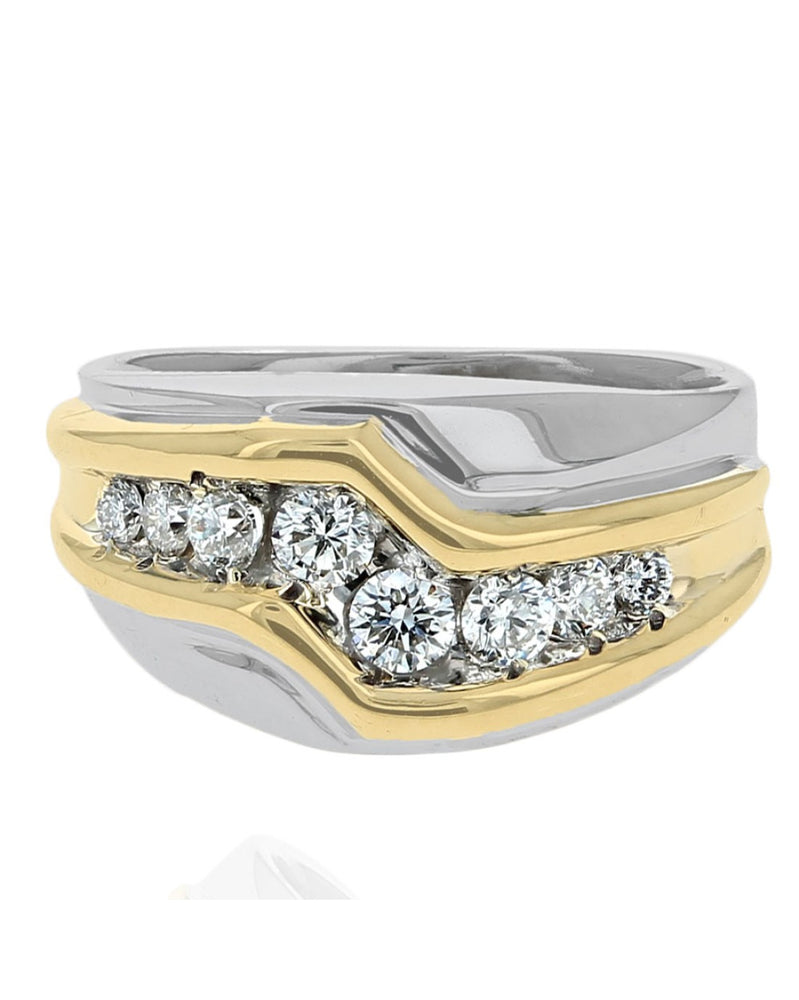 2 Tone Diamond Zig Zag Ring