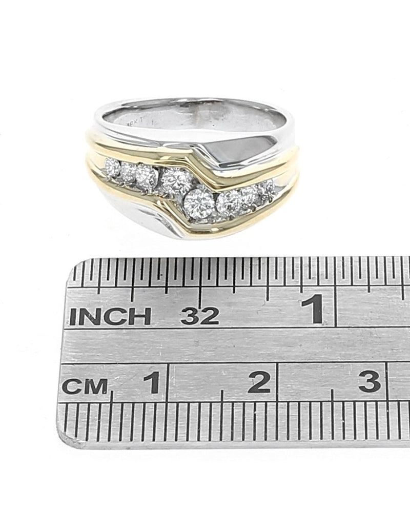 2 Tone Diamond Zig Zag Ring