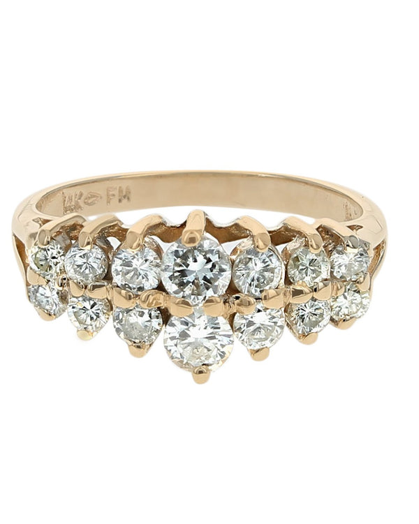 Diamond Rooftop Ring in Yellow Gold