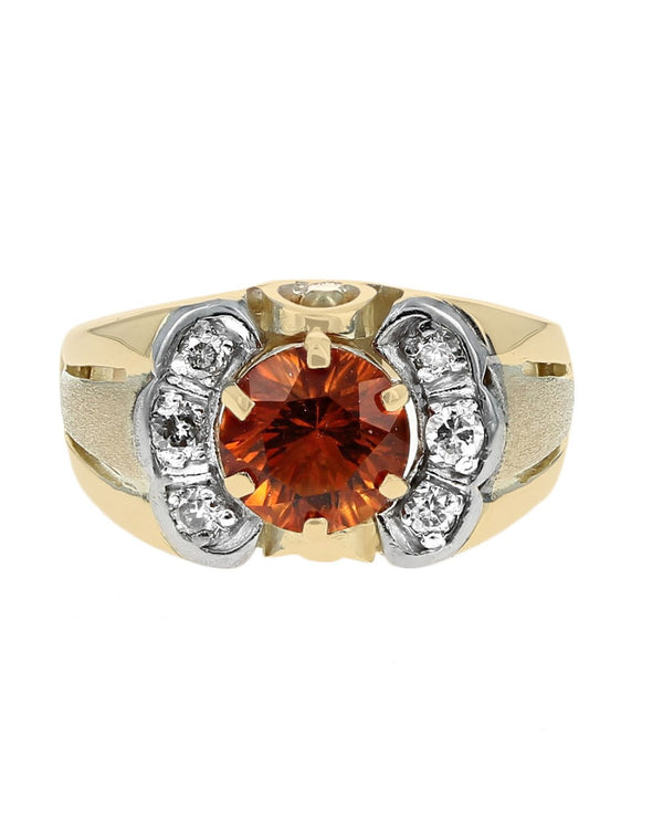 Madeira Citrine and Diamond Accent Ring in White and Yellow Gold