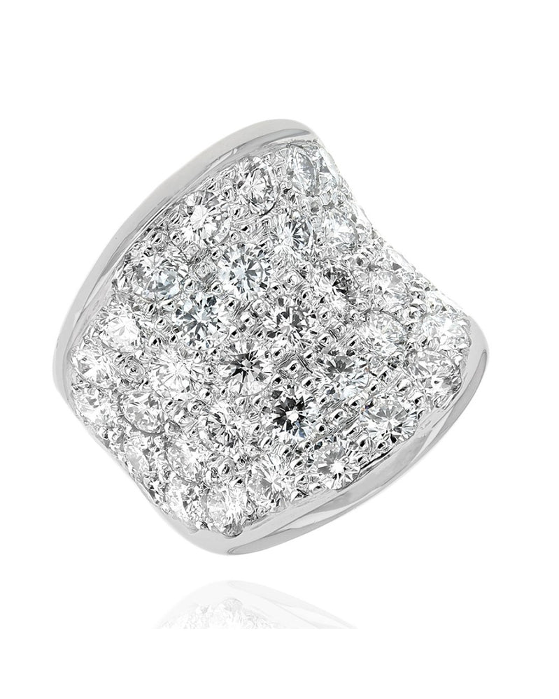 Diamond Pave Concave Saddle Ring in Platinum