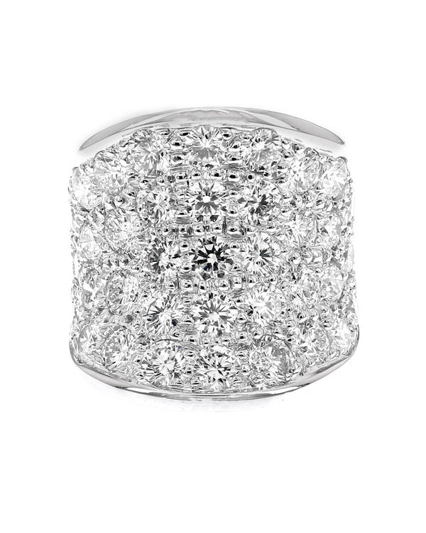 Diamond Pave Concave Saddle Ring in Platinum