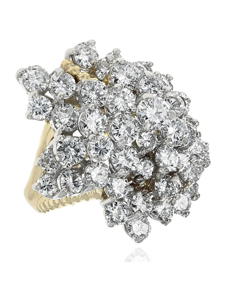 Diamond Cluster Twisted Open Shank Ring