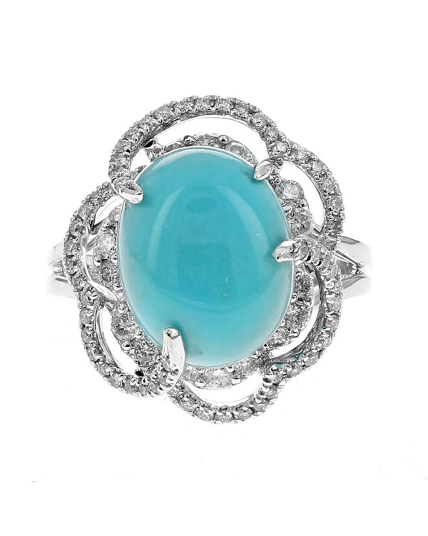 Effy Synthetic Turquoise Cabochon and Diamond Ring