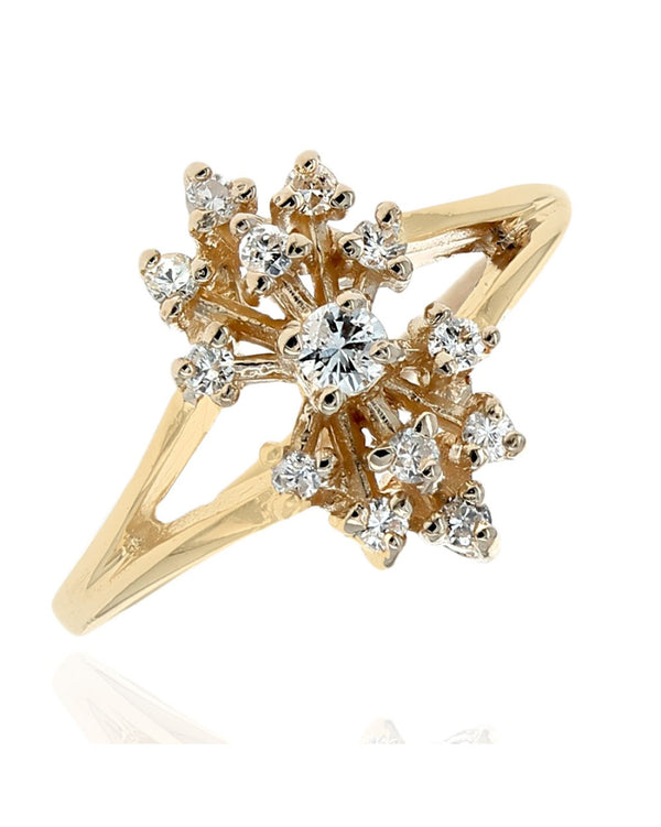 Diamond Cluster Split Shank Ring in Gold
