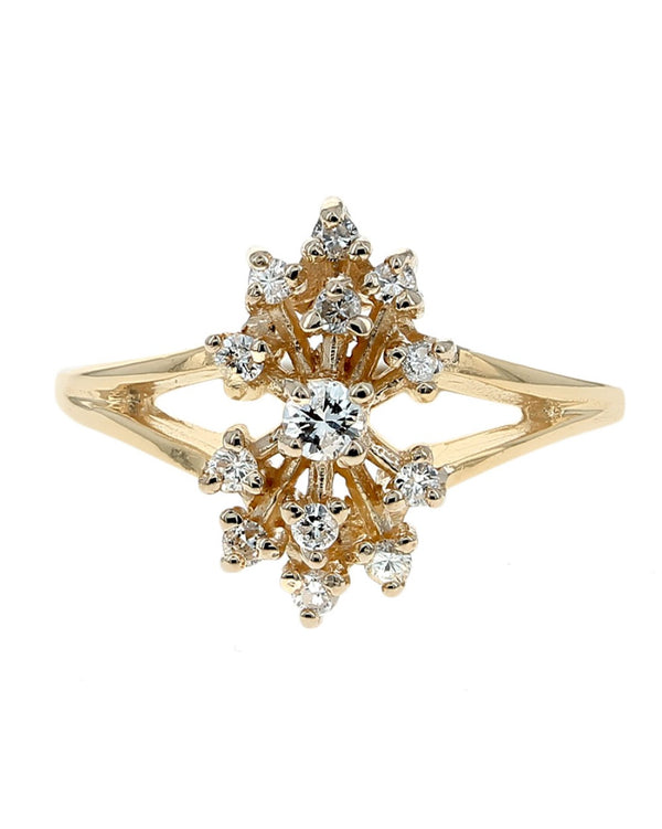 Diamond Cluster Split Shank Ring in Gold