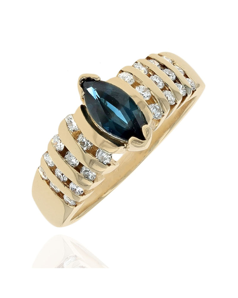 Blue Sapphire and Diamond Ring in Yellow Gold