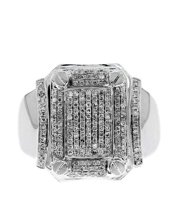 Gentlemen's Diamond Screw Accent Ring in White Gold