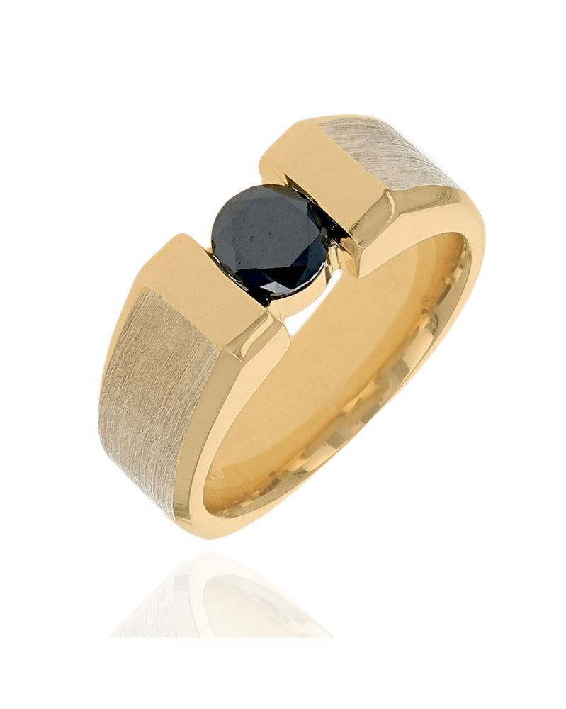 Gentlemans Black Diamond Solitaire Ring