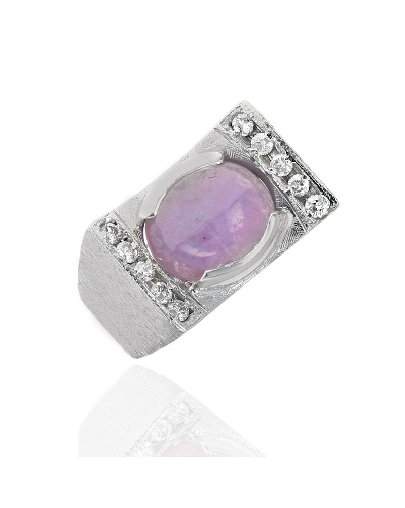 Lavender Star Sapphire and Diamond Ring