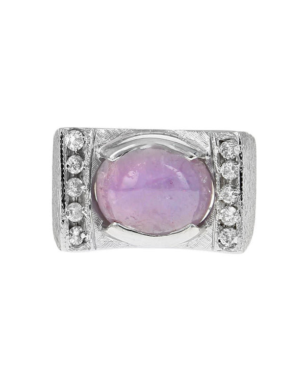 Lavender Star Sapphire and Diamond Ring