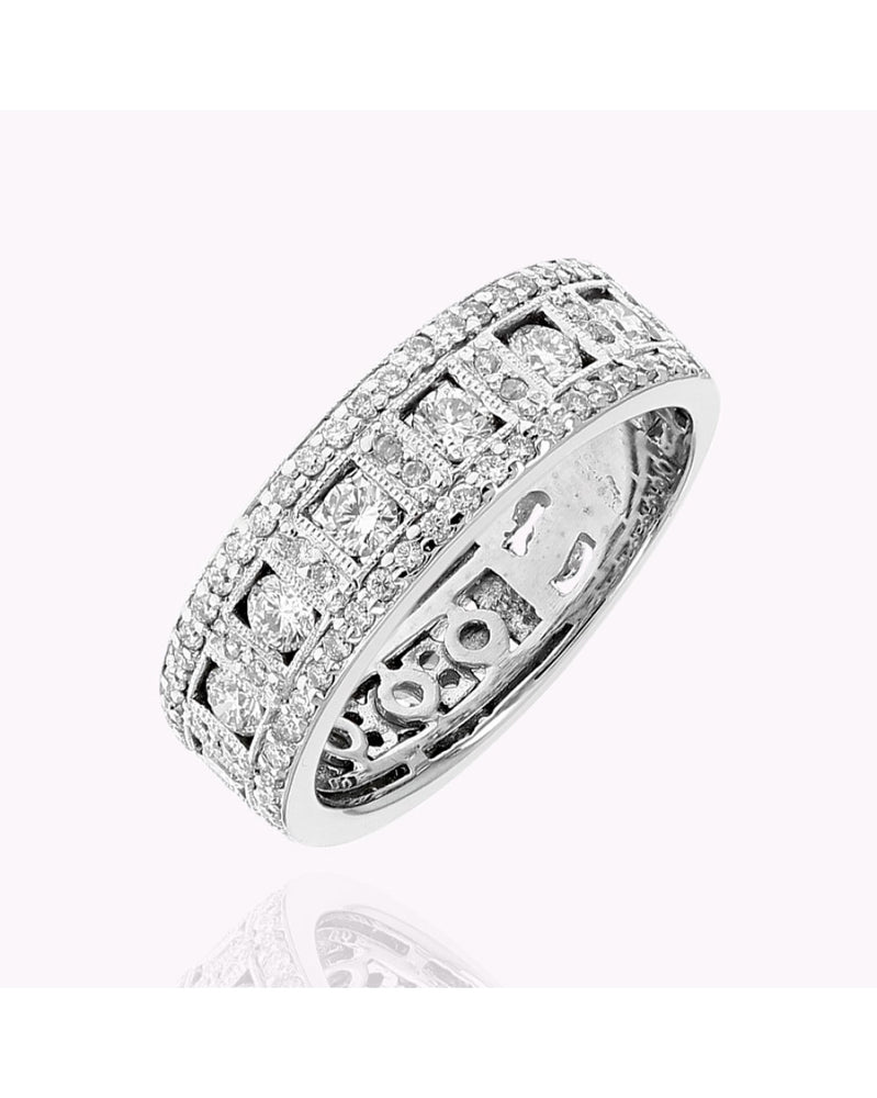 Framed Diamond Milgrain Band in White Gold