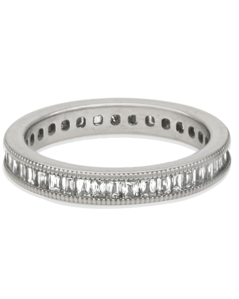 Platinum Baguette Eternity Band with Milgrain Accent