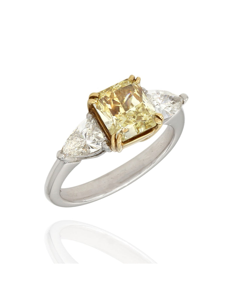 Platinum and 18KY Yellow Diamond 3 Stone