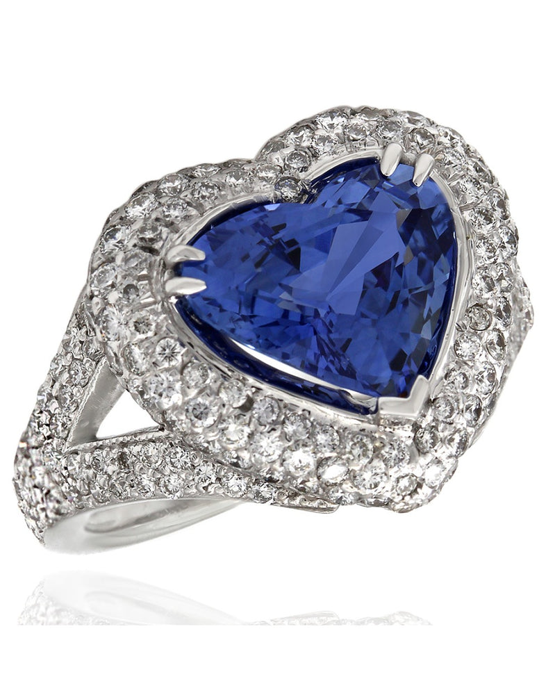 Heart Sapphire and Diamond Ring in Gold