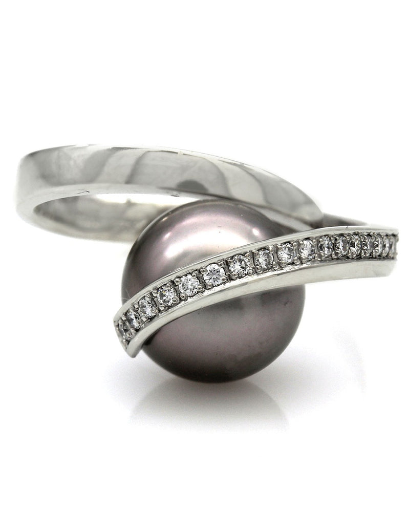 Ce'De' Tahitian Pearl and Diamond Contemporary Ring