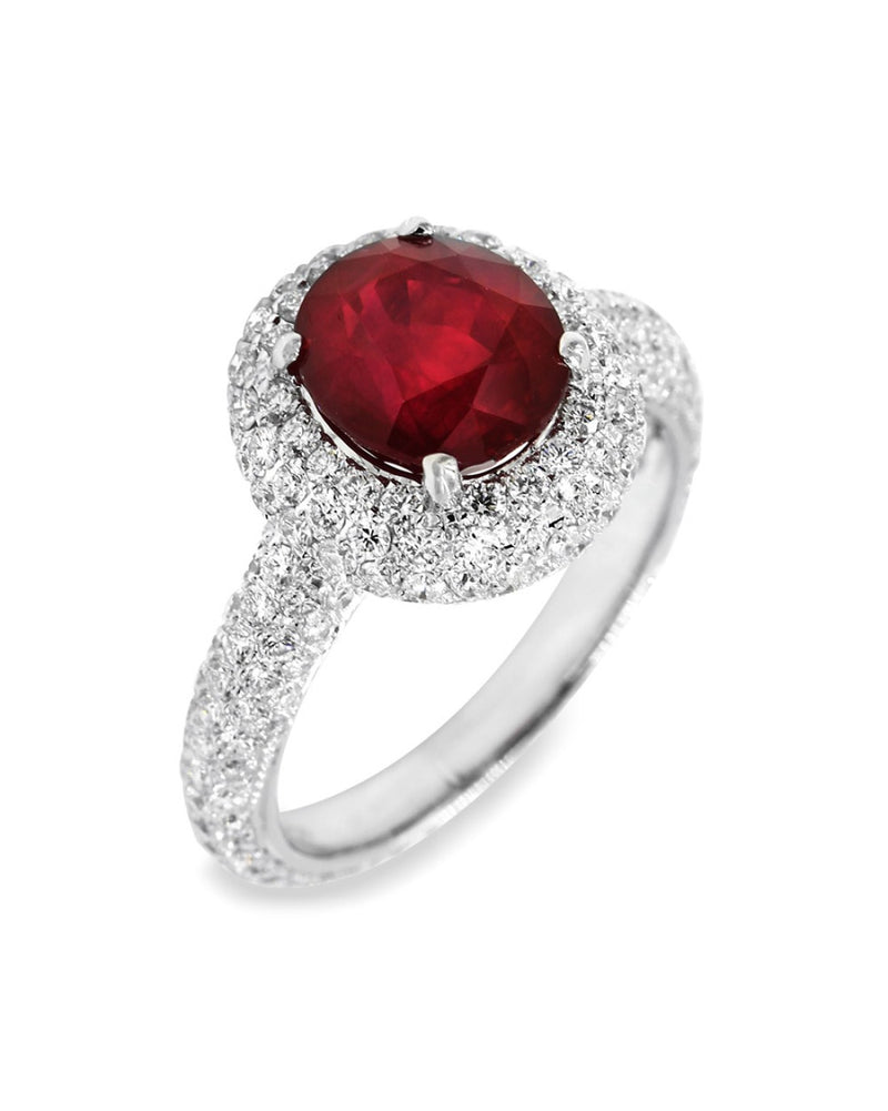 Burmese Ruby and Diamond Ring in Gold