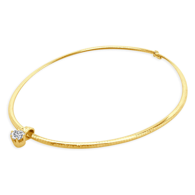 14 Karat Yellow Gold Diamond Solitaire Slide Necklace