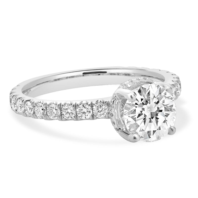 14 Karat White Gold Round Brilliant Cut Diamond Engagement Ring
