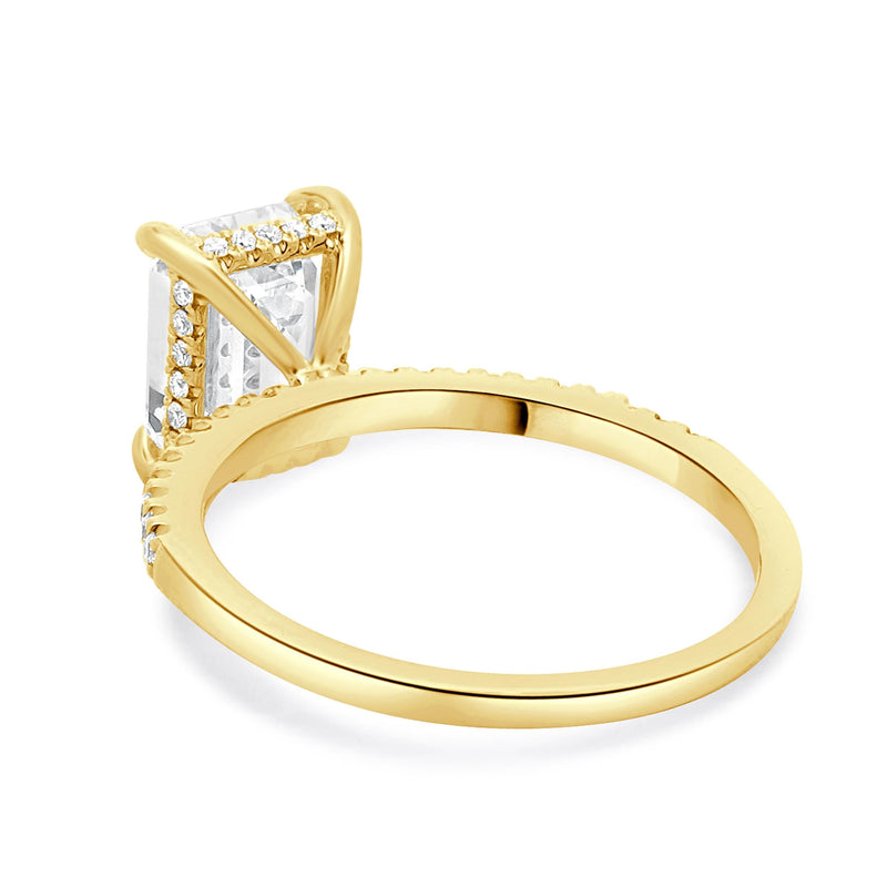 14 Karat Yellow Gold Emerald Cut Diamond Engagement Ring