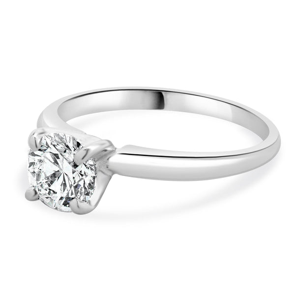 14 Karat White Gold Round Brilliant Cut Diamond Engagement Ring