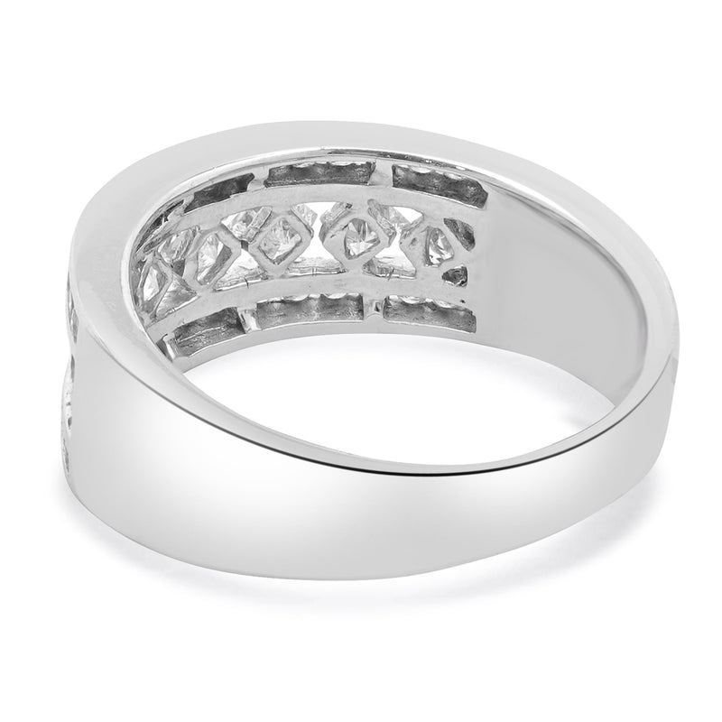 14 Karat White Gold Princess and Round Diamond Band