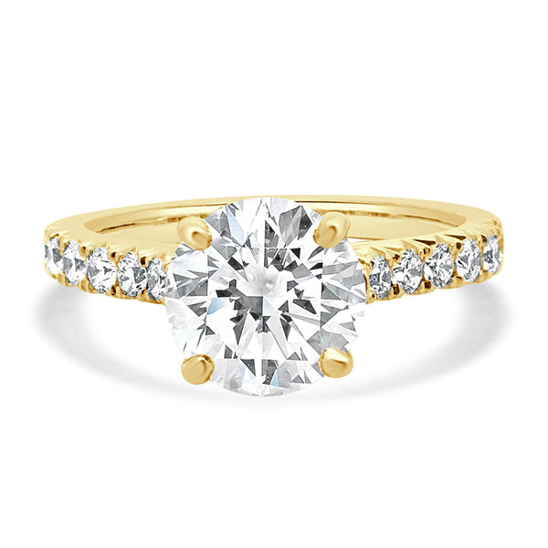 14 Karat Yellow Gold Round Brilliant Cut Diamond Engagement Ring