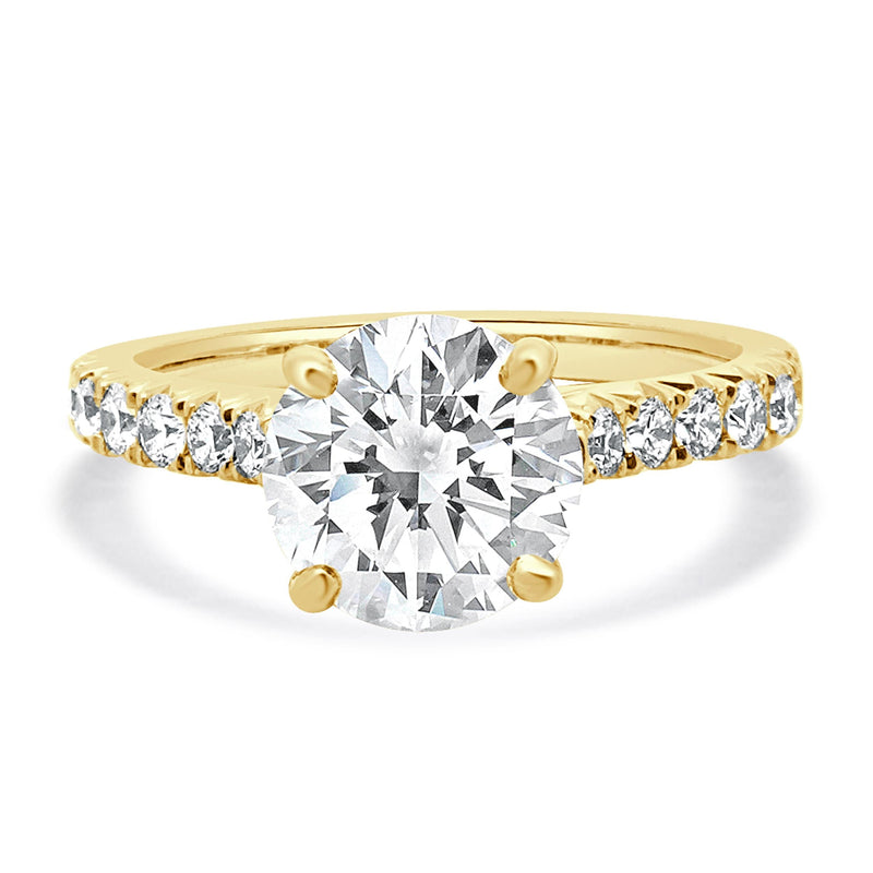 14 Karat Yellow Gold Round Brilliant Cut Diamond Engagement Ring