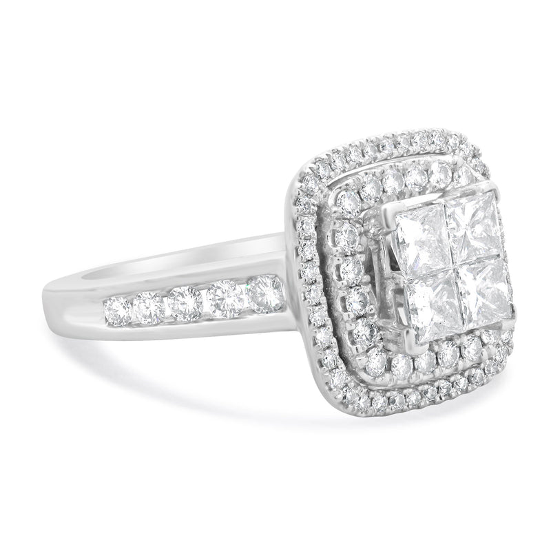14 Karat White Gold Quadset Diamond Engagement Ring