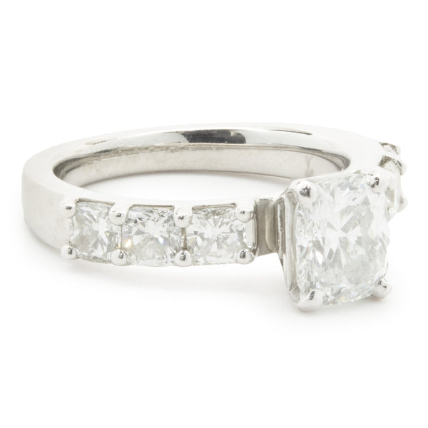 Platinum Cushion Cut Diamond Engagement Ring