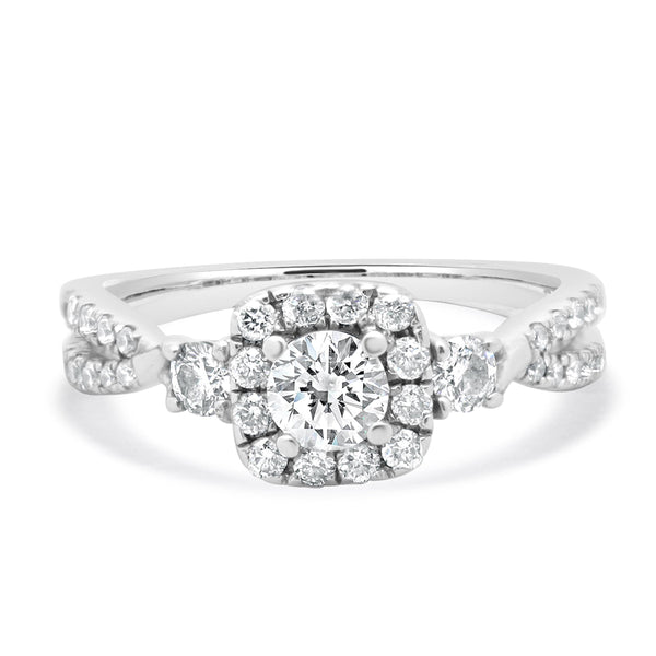 14 Karat White Gold Diamond Engagement Ring