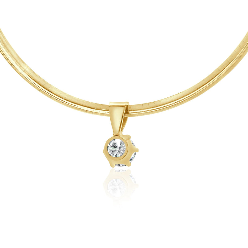 14 Karat Yellow Gold Diamond Solitaire Slide Necklace
