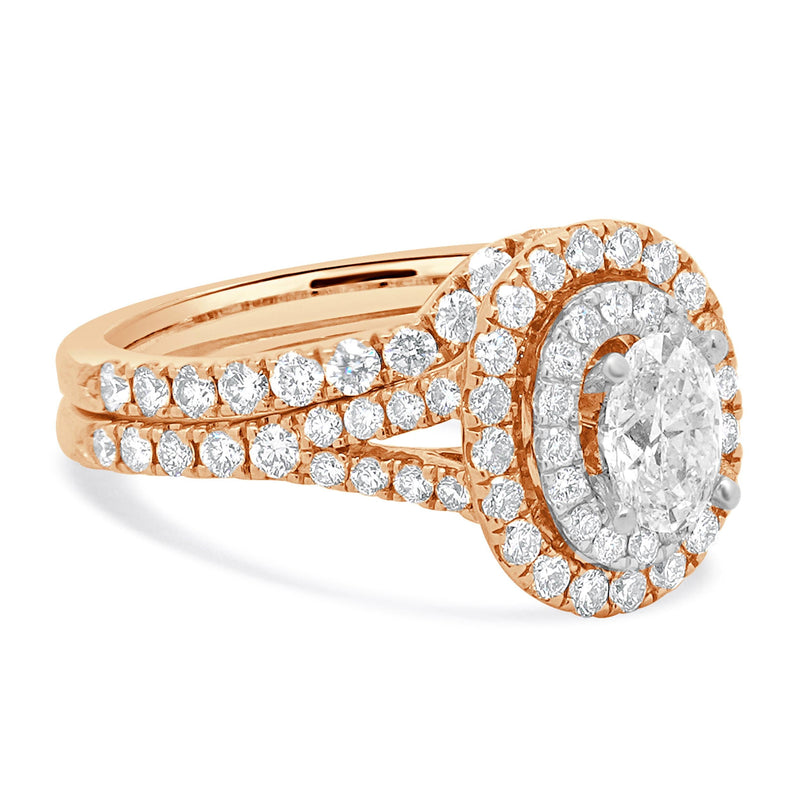 Neil Lane 14 Karat Rose Gold Oval Cut Diamond Engagement Ring