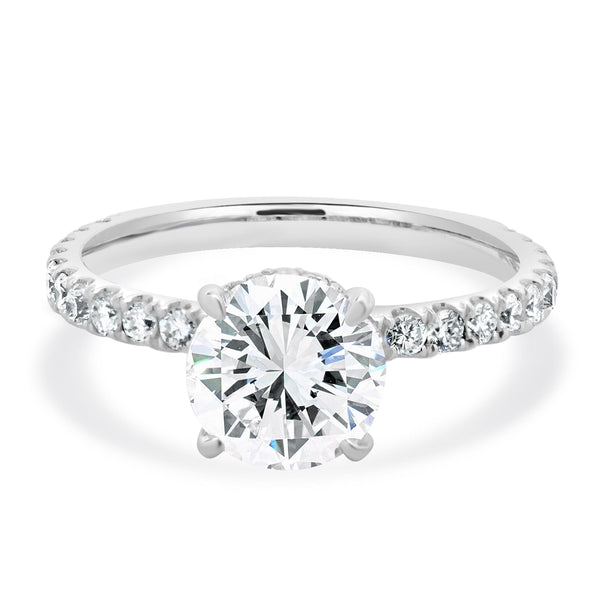 18 Karat White Gold Round Brilliant Cut Diamond Engagement Ring
