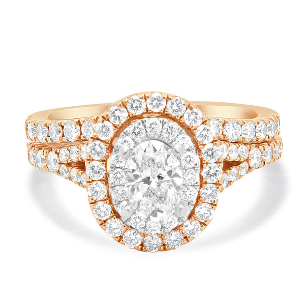 Neil Lane 14 Karat Rose Gold Oval Cut Diamond Engagement Ring