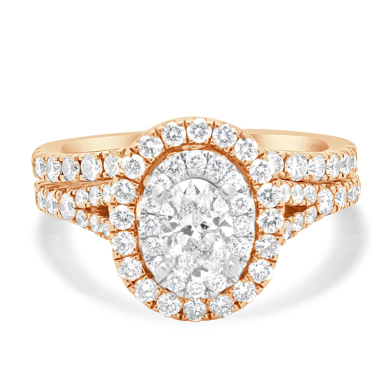 Neil Lane 14 Karat Rose Gold Oval Cut Diamond Engagement Ring