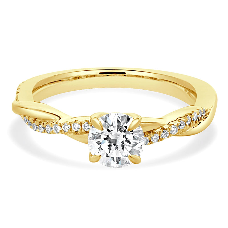 18 Karat Yellow Gold Round Brilliant Cut Diamond Engagement Ring